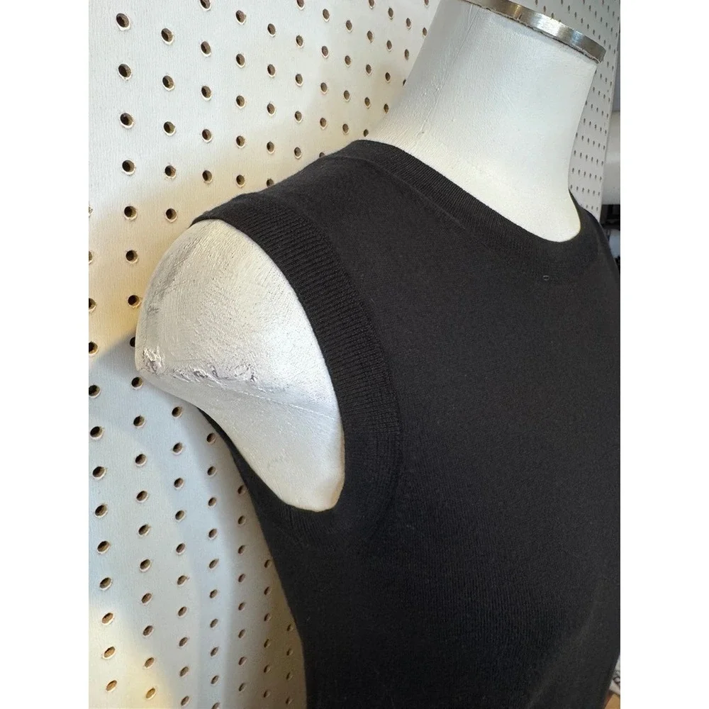 J.Crew Black | Sweater Vest 100% Cotton Knit Crewneck ‎ Sleeveless L2509 XS